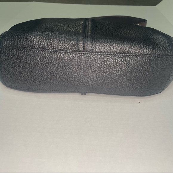 Brighton Brown/Black Hobo Leather Shoulder Bag Silver Heart Charm Purse - Picture 7 of 15